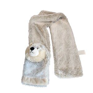 Dollibu Kids Cozy Plush Fashion Scarf, Soft Warm Stuffed Animal Scarf - Wolf